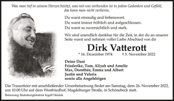 Traueranzeige von Dirk Vatterott  von Magdeburger Volksstimme