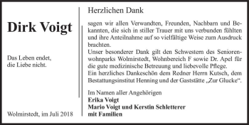 Traueranzeige von Dirk Voigt  von Magdeburger Volksstimme