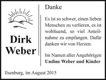 Traueranzeige von Dirk Weber  von Magdeburger Volksstimme