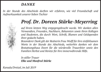Traueranzeige von Doreen Stärke-Meyerring  von Magdeburger Volksstimme