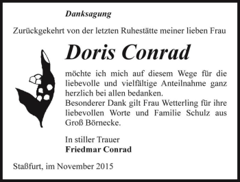 Traueranzeige von Doris Conrad  von Magdeburger Volksstimme