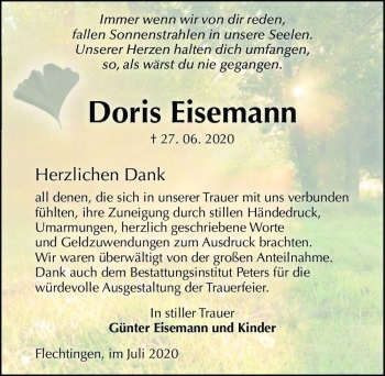 Traueranzeige von Doris Eisemann  von Magdeburger Volksstimme