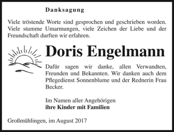 Traueranzeige von Doris Engelmann  von Magdeburger Volksstimme