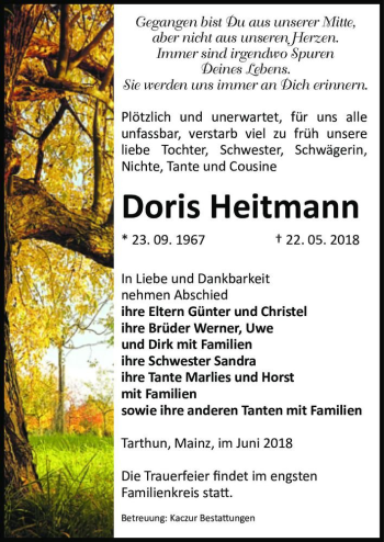 Traueranzeige von Doris Heitmann  von Magdeburger Volksstimme