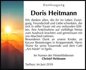 Traueranzeige von Doris Heitmann  von Magdeburger Volksstimme