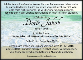 Traueranzeige von Doris Jakob  von Magdeburger Volksstimme