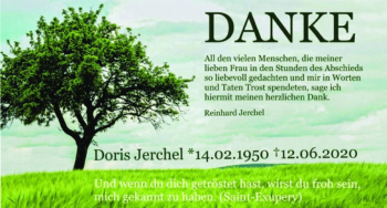 Traueranzeige von Doris Jerchel  von Magdeburger Volksstimme