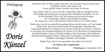 Traueranzeige von Doris Künzel  von Magdeburger Volksstimme