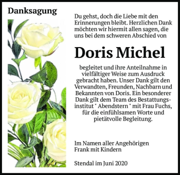 Traueranzeige von Doris Michel  von Magdeburger Volksstimme