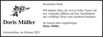 Traueranzeige von Doris Müller  von Magdeburger Volksstimme