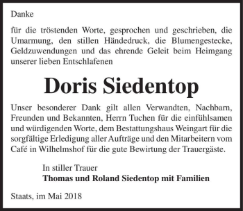 Traueranzeige von Doris Siedentop  von Magdeburger Volksstimme