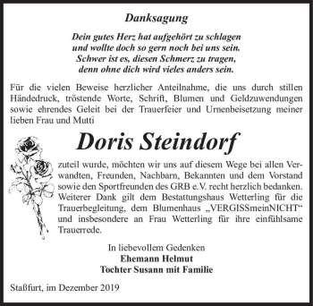 Traueranzeige von Doris Steindorf  von Magdeburger Volksstimme