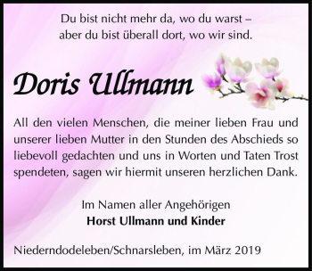 Traueranzeige von Doris Ullmann  von Magdeburger Volksstimme