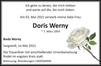 Traueranzeige von Doris Werny  von Magdeburger Volksstimme