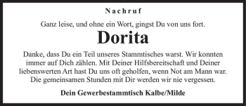 Traueranzeige von Dorita  von Magdeburger Volksstimme