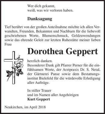 Traueranzeige von Dorothea Geppert  von Magdeburger Volksstimme