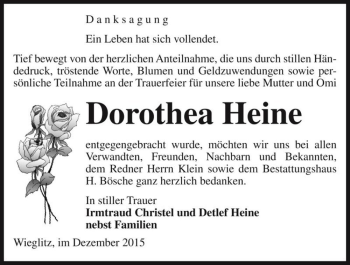 Traueranzeige von Dorothea Heine  von Magdeburger Volksstimme