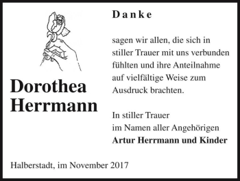 Traueranzeige von Dorothea Herrmann  von Magdeburger Volksstimme