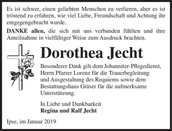 Traueranzeige von Dorothea Jecht  von Magdeburger Volksstimme