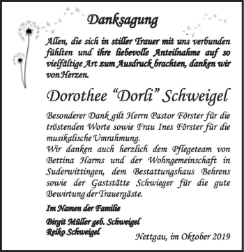 Traueranzeige von Dorothee 