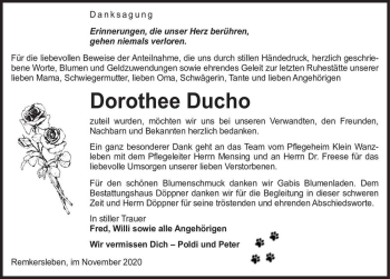 Traueranzeige von Dorothee Ducho  von Magdeburger Volksstimme