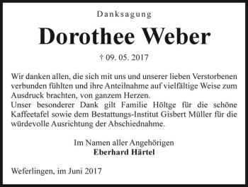 Traueranzeige von Dorothee Weber  von Magdeburger Volksstimme