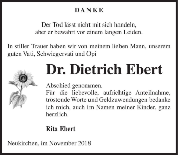 Traueranzeige von Dr. Dietrich Ebert  von Magdeburger Volksstimme