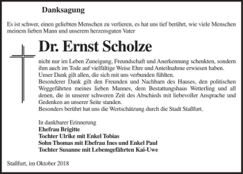 Traueranzeige von Dr. Ernst Scholze  von Magdeburger Volksstimme