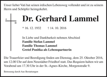 Traueranzeige von Dr. Gerhard Lammel  von Magdeburger Volksstimme