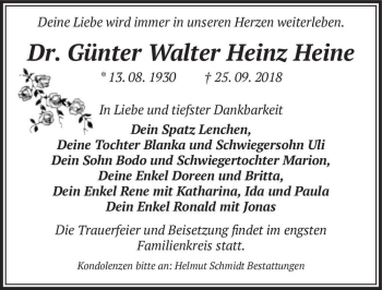 Traueranzeige von Dr. Günter Walter Heinz Heine  von Magdeburger Volksstimme