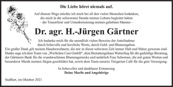 Traueranzeige von Dr. H.-Jürgen Gärtner  von Magdeburger Volksstimme
