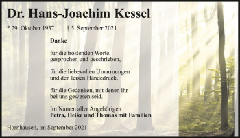 Traueranzeige von Dr. Hans-Joachim Kessel  von Magdeburger Volksstimme