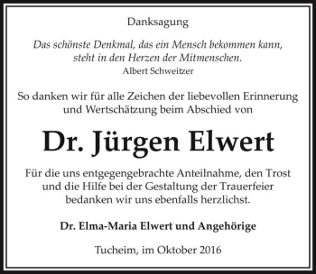 Traueranzeige von Dr. Jürgen Elwert  von Magdeburger Volksstimme