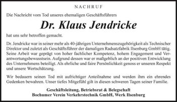 Traueranzeige von Dr. Klaus Jendricke  von Magdeburger Volksstimme