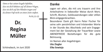 Traueranzeige von Dr. Regina Müller  von Magdeburger Volksstimme