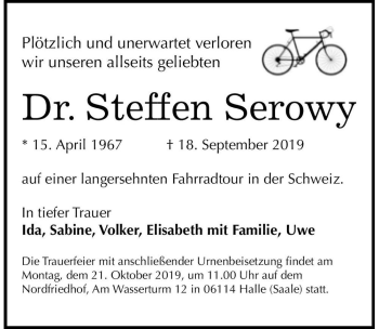 Traueranzeige von Dr. Steffen Serowy  von Magdeburger Volksstimme