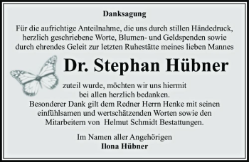 Traueranzeige von Dr. Stephan Hübner  von Magdeburger Volksstimme