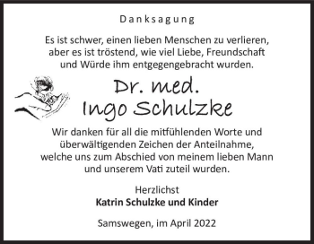 Traueranzeige von Dr. med. Ingo Schulzke  von Magdeburger Volksstimme