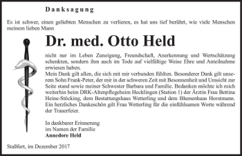 Traueranzeige von Dr. med. Otto Held  von Magdeburger Volksstimme
