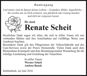 Traueranzeige von Dr. med. Renate Scheit  von Magdeburger Volksstimme