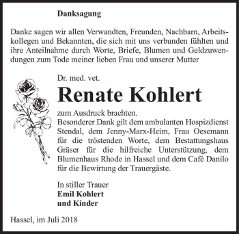 Traueranzeige von Dr. med. vet. Renate Kohlert  von Magdeburger Volksstimme