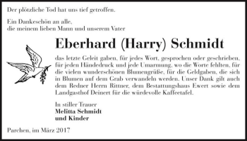 Traueranzeige von Eberhard (Harry) Schmidt  von Magdeburger Volksstimme