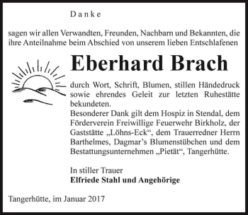 Traueranzeige von Eberhard Brach  von Magdeburger Volksstimme