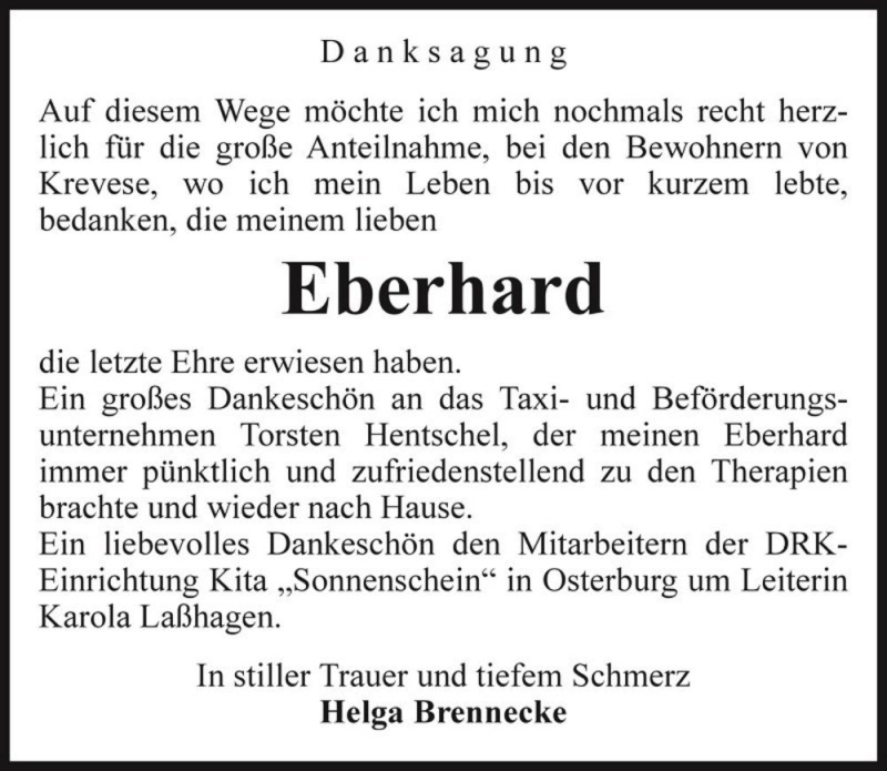  Traueranzeige für Eberhard Brennecke  vom 25.02.2017 aus Magdeburger Volksstimme