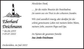 Traueranzeige von Eberhard Deichmann  von Magdeburger Volksstimme