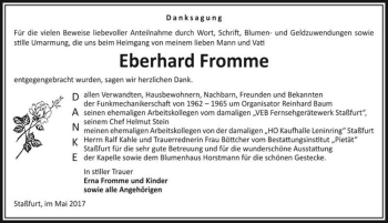 Traueranzeige von Eberhard Fromme  von Magdeburger Volksstimme