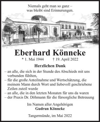 Traueranzeige von Eberhard Könneke  von Magdeburger Volksstimme