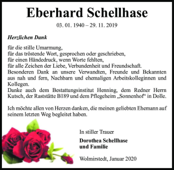 Traueranzeige von Eberhard Schellhase  von Magdeburger Volksstimme