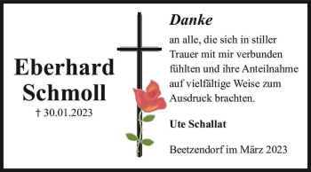 Traueranzeige von Eberhard Schmoll  von Magdeburger Volksstimme