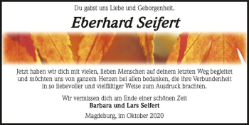 Traueranzeige von Eberhard Seifert  von Magdeburger Volksstimme